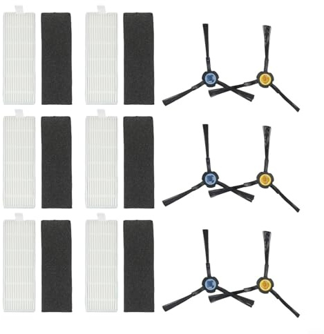 Kit de piezas de repuesto para robot aspirador Silvercrest SSRA, accesorios de aspiradora con 6 filtros y 6 cepillos laterales