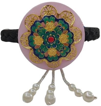 Serre-tête traditionnel coréen Hanbok pour femmes et filles avec vernis bleu et fausses perles, accessoire de cheveux