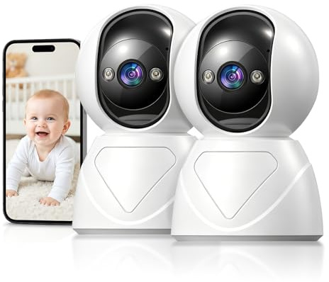 GUOANVISION Caméra de sécurité intérieure 3 MP, WiFi 5G 360 °, panoramique et inclinable à 360°, pour Moniteur de bébé/Animal de Compagnie/Personne âgée/Enfant/Chambre à Coucher, Mise au Point