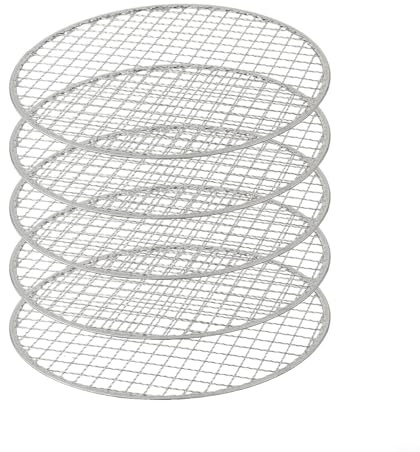 Lot de 5 grilles rondes en maille métallique pour barbecue - Résistantes à la chaleur - Antiadhésives - Pour cuisine, restaurant, camping - 25 cm