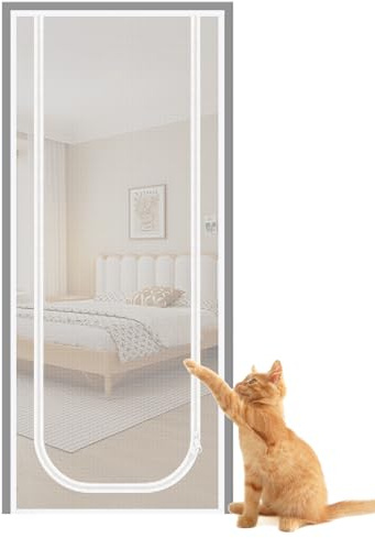 Haustiersichere Fliegengittertür, Katzensichere Insektenschutztür Mit Reißverschluss, Kratzfeste Sicherheitsschutztür Für Schlafzimmer Balkon Badezimmer Wohnbereich