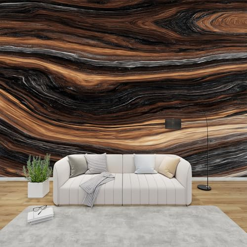 PaxGloz Fototapete 3D Holzmaserung Tapete Braun Schwarz Holzoptik Tapeten Vliestapete Modern Wandtapete Wohnzimmer Schlafzimmer Kinderzimmer Wanddeko Motivtapeten 350 x 256 cm (B x H)