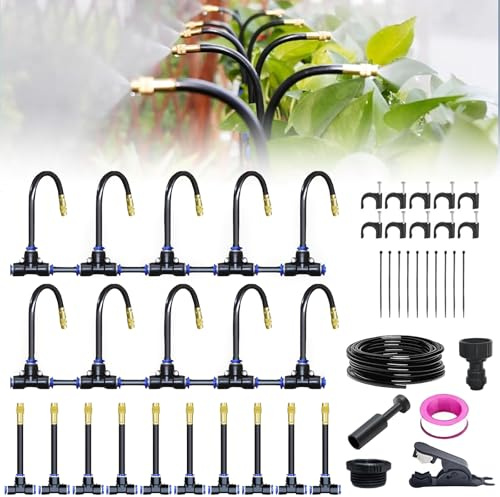 360° Kurvenförmiges Automatisches Gartenbewässerungssystem – Tropfbewässerung für Garten, Gewächshauspflanzen, Hochbeete, Landschaften, Blumenkästen und Terrassenpflanzen (10 Meter.)