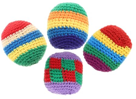 Abaodam 4 Stück Gestrickte Häkelbälle aus Wollgarn Weiche Jonglierbälle Leicht zu Greifen Bunte Kickbälle für Vorschulaktivitäten im Freien und Familienzeit Zufälliger Stil