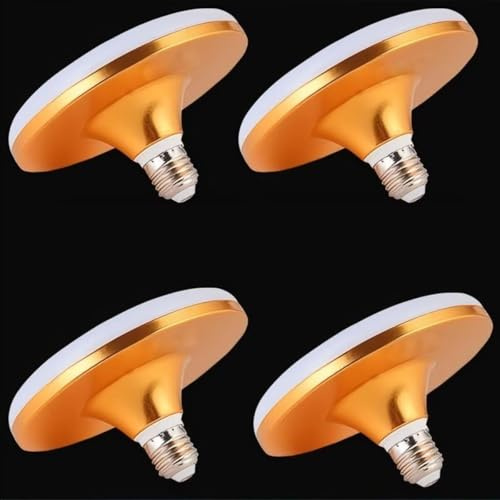 AstrizLamp LED Glühbirne E27 Energiesparlampe 60W 6500 Lumen UFO Lampe Gewinde E27 Bulb, Tragbare Hardwiring Beleuchtung für Haushalte, Außenbereiche, Garagen, Lagerhallen und Gärten.(Gold)