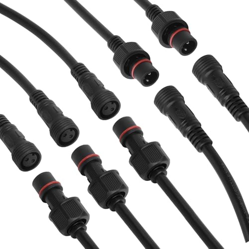 TNSLAND 5 Pares Conector 12V 2 Polos Impermeable, Enchufe Macho Hembra 2 Pines para Cable, Conectores Impermeables de Exterior para Luces LED