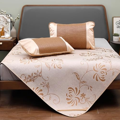 OAKVYNE para Dormitorio Estera De Bambú De Verano, Esterilla De Bambú De Hielo, Plegable Colchoneta para, Estera Plegable De Doble Cara, Colchoneta De para Dormir(135 * 195cm/53.15 * 76.77in)