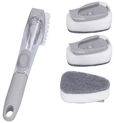 Stylebest Diskborste med Tvål med Ergonomiskt Handtag för Enkel Köksrengöring, Innehåller 3 Svamphuvuden, BPA-fritt Material, 9,4 Tum Långt