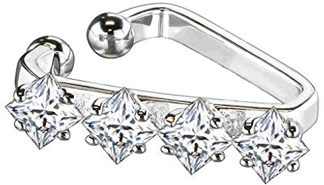 beyoutifulthings Ohr-klemme TRIANGEL ZIRKONIA QUADRATE clear Ohringe Ohr-ringe Ohr-clip Fake-Piercing Messing Silber