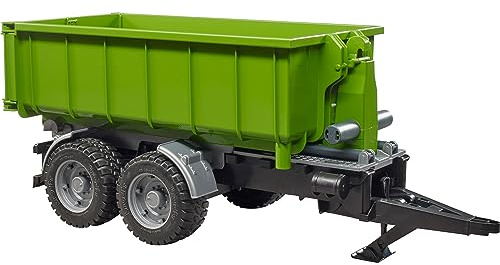 bruder 02035 - Hakenlift-Anhänger für Traktoren, inklusive Kupplungsadapter - 1:16 Kippanhänger, Transportanhänger, Muldenkipper, Traktor Zubehör, Landwirtschaft, Bauernhof, Spielzeug
