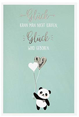 bsb Karte zur Geburt - Geburtskarte Mädchen & Junge - schöne Karte Geburtstag mit Panda-Motiv - liebevolle Happy Birthday Karte mit Umschlag - Glückwunsch-Karte Geburt in 11,5 x 17,0 cm - blau