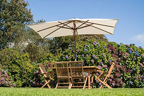 Cream Rectangular 3m x 2m Wooden Garden Parasol