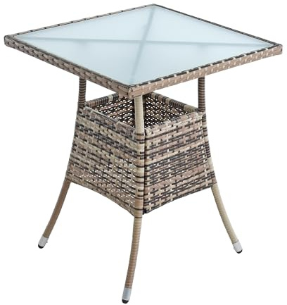 ESTEXO Polyrattan Gartentisch Beistelltisch Rattan Tisch Balkontisch Gartenmöbel Terrassentisch 60x60 cm (Beige-Braun)