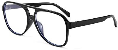 FEISEDY Retro 70-tals 80-tals blåljusfilter glasögon kvinnor utan styrka datorglasögon män blått ljusblockerande glas PC spelglasögon B2888, Svart ram, Einheitsgröße
