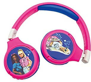 LEXIBOOK - Mattel Barbie - Auriculares 2 en 1 Bluetooth y con Cable con micrófono y botón de Control, Batería Recargable de Larga duración - HPBT010BB