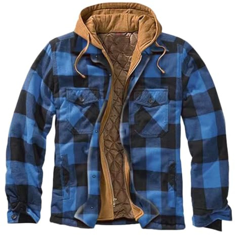 YOUCAI Carreaux Chemise Thermique doublée Chemise d'hiver Homme Manches Longues Chemise Chaude Veste de bûcheron Matelassé Veste
