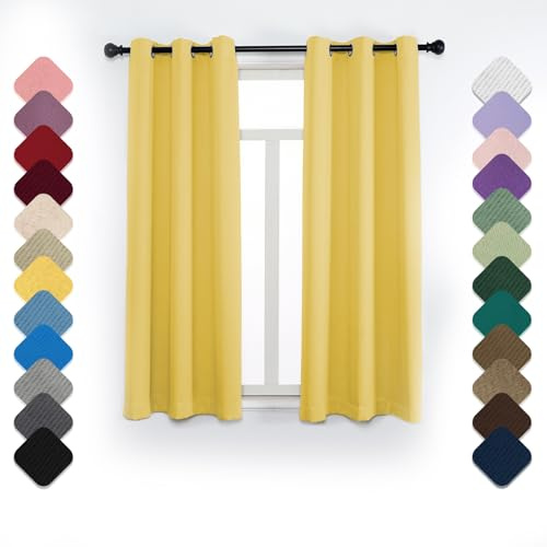 Cortinas Dormitorio, Aislante Termico Ventanas 1 Pieza, 220 x 200cm (AlxAn) Cortinas Blackout con Ojales, Cortinas De Cocina Modernas, Cortinas Acusticas Antiruido Amarillo
