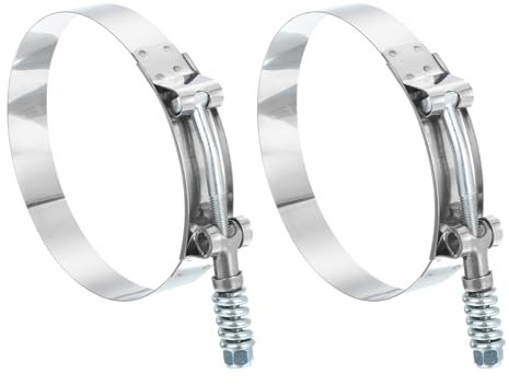 sourcing map T-Bolt Hose Clamps 2Pcs Working Range 106-114mm 201 Stainless Steel Bolt Intake Intercooler Clamps fo Intercooler Clamp Tube