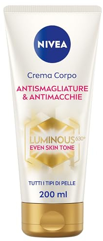 NIVEA Luminous630 Crema Corpo Antismagliature & Antimacchie 200 ml, Crema smagliature, macchie solari e macchie scure, Crema antimacchie e idratante 48h per una pelle più uniforme