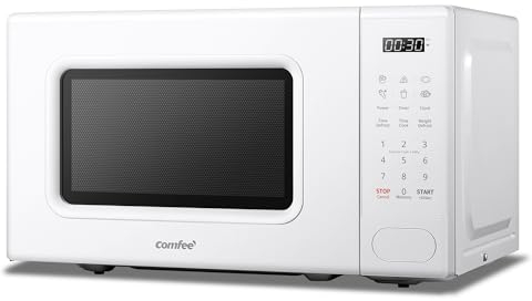 COMFEE' Forno a Microonde Digitale, 700W, 20L, 6 Menù Preimpostati, Express Cook, 11 Livelli di Potenza, Scongelamento, Funzione di Memorizzazione - Bianco - CM-E202CC(WH)