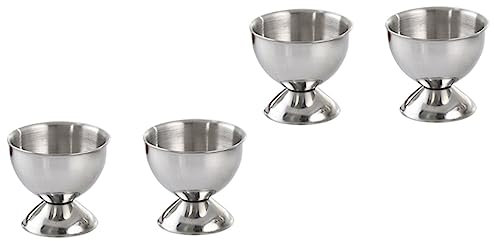 OKUMEYR 4pcs Stainless Steel Holder for Boiled Eggs for Kitchen Breakfast and Brunch Unbreakable Design for Dining and Holiday Decoration