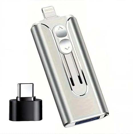 32~256GB Micro USB+8 Pin+USB 3.0 4 in 1 Mobile Phone Computer U-Disk,Memory Stick Storage,Portable Flash Drive,for Easily Backup Photos Videos,Plug and Play (Silvery, 128G)