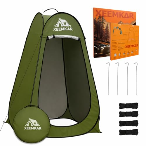 XEEMKAR | Tienda Ducha Camping y Cambiador portátil Tipo Pop-up – baño Privado Plegable Ideal para Playa, Camper, jardín o Pesca – Cabina Ducha Exterior con Bolsa/Mochila de Transporte (Tienda Verde)
