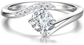Fancime kram 0,3–0,5 karat lab-grown diamantringar damer, solitär diamantringar i 925 sterlingsilver förlovningsring bröllop alla hjärtans dag smycken för kvinnor kvinnor du (D-E-färg, VS Clarity