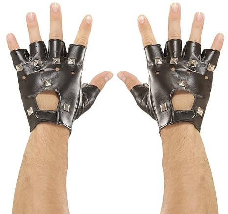 W WIDMANN MILANO Party Fashion - Motorrad Handschuhe | Mit Nieten, Accessoire, Kostümzubehör für Rockstar, Biker, Karneval und Mottoparty