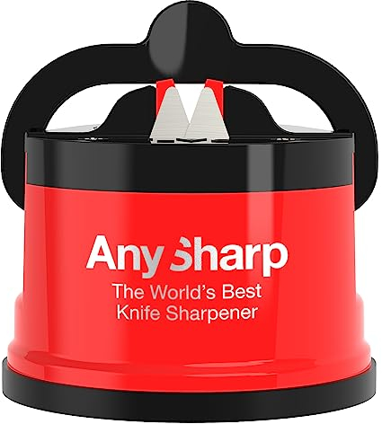 AnySharp Afilador de Cuchillos con Ventosa, Rojo