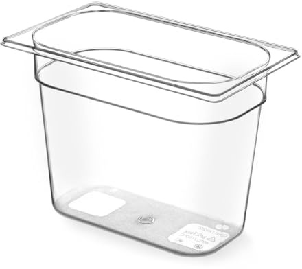 HENDI Gastronormbehälter, Temperaturbeständig von -40° bis 90°C, BPA frei, Geruchs- und geschmacksneutral, Enthält kein Bisphenol A, Stapelbar, 4L, GN 1/4, 265x162x(H)150mm, Hochtransparent