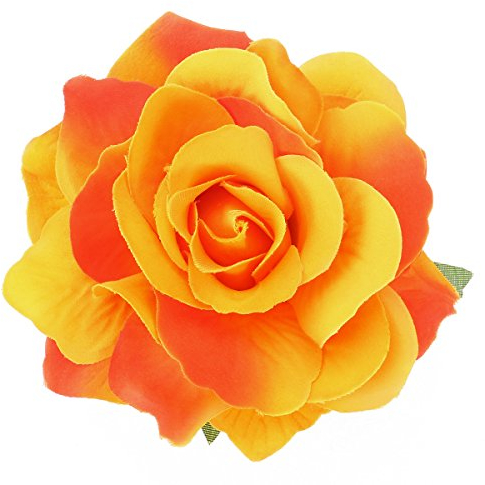 2 in 1 Künstliche Große Rose Haarnadel Haarspangen Brosche für Frauen Party (Orange)