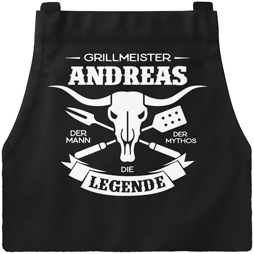 MoonWorks® Grill-Schürze für Männer mit Spruch personalisierbar hier grillt eigener Name persönlich Grillen Geschenk Baumwoll-Schürze Küchenschürze