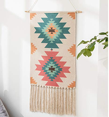 Makramee Wandteppich Quaste böhmischen Stil gewebt Wandbehang, handgemachte Baumwolle Leinen Banner Wall Tapestry Kunst Home Decor für Schlafzimmer Wohnzimmer,D