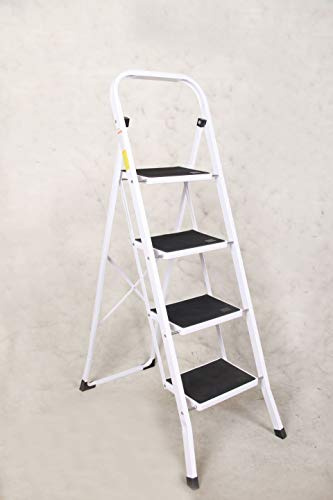 Escabeau à 4 marches robuste, pliable, portable, léger, avec tapis antidérapant, capacité de 150 kg