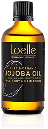 Loelle - Aceite de Jojoba Puro y Orgánico Prensado en Frío, Apto para Todo Tipo de Piel, Aceites de Jojoba para Pelo, Cara, Manos, Cuerpo y Área Íntima, Cosmética Natural, Cosechado en Perú 100ml