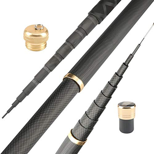 XUCZHAI Super Light Hart Carbon Fiber Hand Angelrute Teleskop Angelrute 2.7M 3.6M 3.9M 4.5M 5.4M 6.3M 7.2M 8M 9M 10M Stream-Rod Angelrute Teleskoprute (Color : Black, Size : 9m)