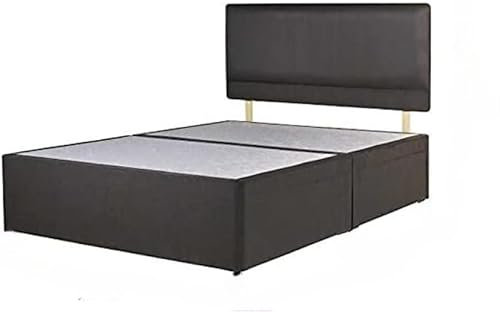 GHOST BEDS Grey Suede Divan Base and Headboard Set - NO MATTRESS No DRAWS - Landlords love it (4FT Small Double)