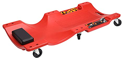 JIAYING Rolling Garage Shop Creeper Mechanikerwagen, Auto-Reparatur- Und Wartungsauflage Rolling Garage Creeper, Mit Gepolsterter Kopfstütze Und 6 Rollen, In 2 Farben(Size:40 IN,Color:rot)
