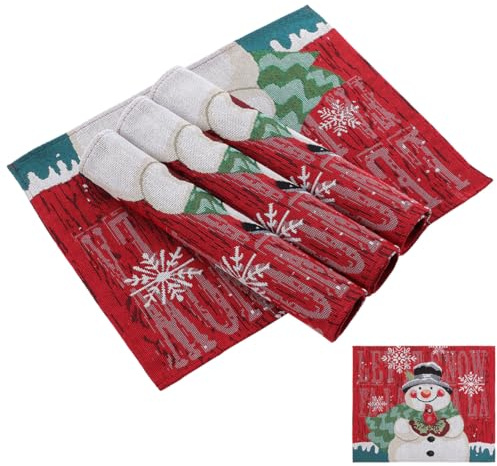 Cabilock Weihnachten Tischset 4Er Set Schneemann Muster 16.5X13.4 Zoll Dekorative Geschirrmatten Für Festliche Tischdekoration Küche Party Hitzebeständig Waschbar
