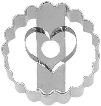 Birkmann, Linzer Herz Ausstechform zum Ausstechen und Dekorieren von Plätzchen, Marzipan und Fondant, Edelstahl, spühlmaschinengeeignet, doppelseitig nutzbar, mit Banderole, Größe: 5 cm | hen, Marzipan und Fondant, Edelstahl, spühlmaschinengeeignet, doppelseitig nutzbar, mit Banderole, Größe: 5 cm