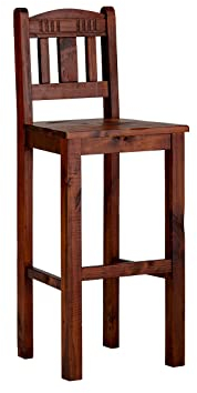 Woodkings Barhocker Catana 41x107x41cm I Barstuhl aus Massivholz Pinie I Barmöbel Vintage Design I rustikal mit Fußstrebe Landhaus Stil im Esszimmer oder Küche