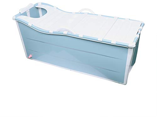Portable Bathtub for Adult, Large Thicken Freestanding Bath Tub Foldable Bathtub with Lid Portable Ice Bath Tub PP/TPE, Non-Slip (US Stock)