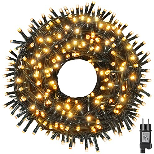 LED Lichterkette, 20M 200LEDs Weihnachtsbeleuchtung 8 Modi IP44 Wasserdichte Lichterkette Außen und Innen Warmweiß für Weihnachten Halloween Weihnachtsbaum Outdoor Dekoration…