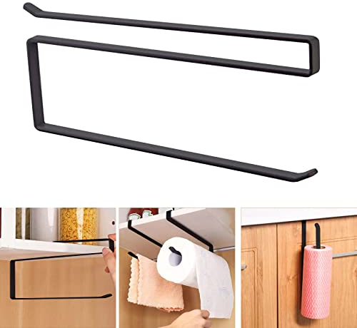 Bontiady Küchenrollenhalter Ohne Bohren, Stabiler Schwarzer Küchenrollenhalterschrank, Papier Handtuch Rollenhalter, Platzsparend, für Küche Badezimmer Aufbewahrung Organisation. (Schwarz)