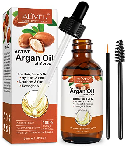 Arganöl Haare Bio Kaltgepresst, Argan Oil Für Gesicht, Haut & Haare 60ml - Argan öl ohne Zusätze mit Pipette
