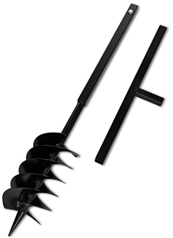 WIFESE Punta per trapano con manico, 150 mm, a benzina, per trapano da giardino, trapano a terra, trapano a spirale, trapano a mano, trapano a terra, trivello, trapano per legno, tre spirali, ferro