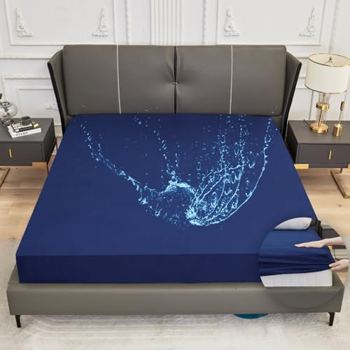 Arcona Protège-matelas imperméable 140x200, Drap-housse pour incontinence, Housse de matelas respirante, Drap de lit imperméable pour protection contre l'humidité, Drap-housse lavable Bleu foncé