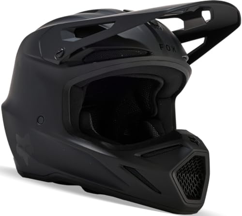 Fox Racing Unisex V3 Motocross Dirt Bike Helmet, Matte Black, XX-Large