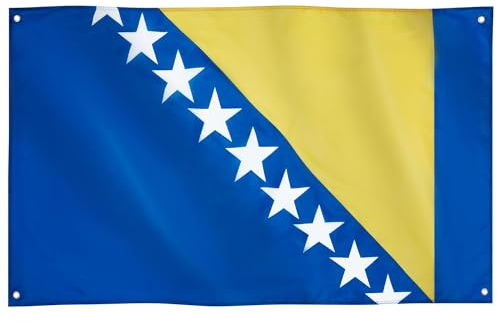 Runesol Bosnien und Herzegovina Flagge, 91x152cm (3ft x 5ft), 4 Ösen, Orthodoxes neues Jahr, Länderfahne Bosna i Hercegovina, Premium-Fahnen für drinnen und draußen, Unabhängigkeitstag